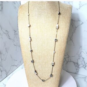 SILVER-TONE Cube Beaded Chain Necklace